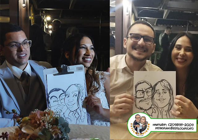 Caricatura ao vivo em casamento: No Sollar Macembu!