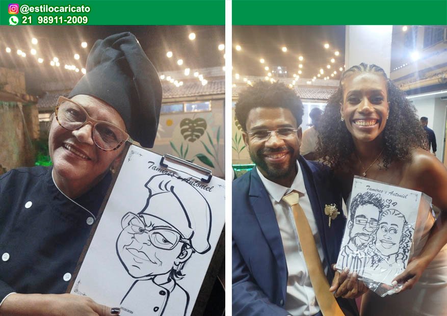 Caricatura ao vivo em casamento: São João de Meriti