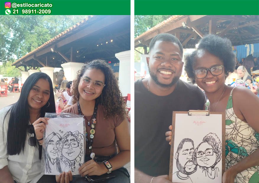BioParque: Caricaturista profissional fazendo desenhos de familiares no BioParque