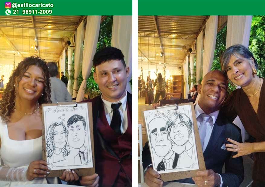 Caricaturista ao vivo em casamento